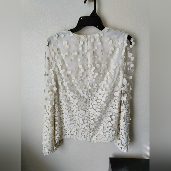 Co Collection Women’s Blouse Circle Embroidered Top in Cream Blouse S - Picture 4 of 9